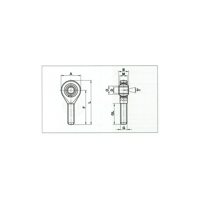Øint. 10 - M10x150 LEFT - Male rod end - GALXSW10MS